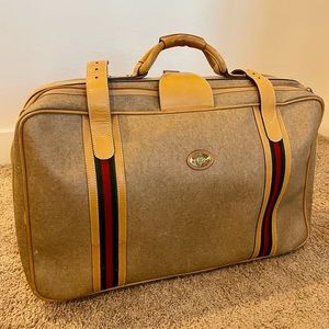 Gucci Vintage Fabric & Leather Suitcase Luggage